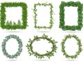 Collection of green botanical frames isolated on white background Royalty Free Stock Photo