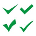 Collection of green check marks to symbolize success .collection of many different green hooks