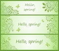 Collection of green decorative horizontal floral banner
