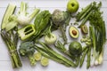 Collection of green fruit and vegetable ingredients Royalty Free Stock Photo