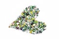 Collection of green glass beads in the shape of a heart Royalty Free Stock Photo