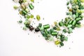 Collection of green glass beads Royalty Free Stock Photo