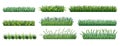 Collection Green grass borders. Fresh green grass isolated on transparent background. Vector Illustration for use as