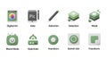 Collection of green and grey 3d software editing icons for digital art and layer manipulation tasks Royalty Free Stock Photo