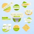 Collection of green labels and badges for organic, natural, bio Royalty Free Stock Photo
