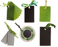 Collection of green tags,