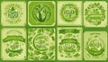 Collection of Green Vegan and Organic Product Labels Royalty Free Stock Photo