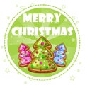 Collection greeting card, Christmas trees cookies Royalty Free Stock Photo