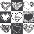Collection of greeting cards with hearts. Vector illustration