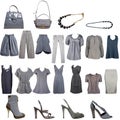 Collection of grey clothes and accessories Royalty Free Stock Photo