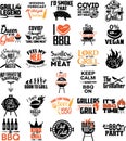 Collection of Grill phrases, slogans or quotes Royalty Free Stock Photo
