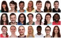 Collection group portrait of multiracial young smiling people Royalty Free Stock Photo