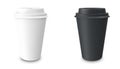 Collection, group, set, take-out coffee with cup holder. Isolated on a white background. Royalty Free Stock Photo