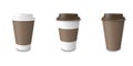 Collection, group, set, take-out coffee with cup holder. Isolated on a white background. Royalty Free Stock Photo