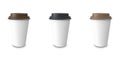 Collection, group, set, take-out coffee with cup holder. Isolated on a white background. Royalty Free Stock Photo