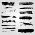 Collection of grunge black ink banners and blots on white background Royalty Free Stock Photo