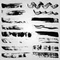 Collection of grunge black ink banners and blots on white background Royalty Free Stock Photo