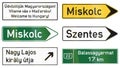 Collection of guide signs used in Hungary Royalty Free Stock Photo