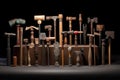 collection of gunsmithing hammers and punches Royalty Free Stock Photo