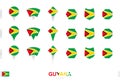 Collection of the Guyana flag in different shapes and with three different effects Royalty Free Stock Photo