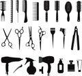 Collection of hairdressing icons.