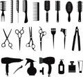 Collection of hairdressing icons. Royalty Free Stock Photo