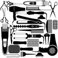 Hairdressing related symbol. Vector set of accessories