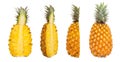 Collection half pineapple isolated Royalty Free Stock Photo