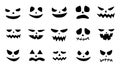 Collection of Halloween pumpkin faces icons. Scary faces ghost. Spooky pumpkin smile jack o lanter or frightened vampire Royalty Free Stock Photo