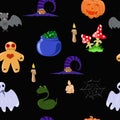Collection of halloween silhouettes icon and character Royalty Free Stock Photo