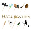 Collection of halloween silhouettes icon and character Royalty Free Stock Photo