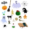 Collection of halloween silhouettes icon and character Royalty Free Stock Photo