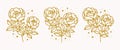 Botanical gold rose flower for beauty feminine logo element