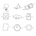 Collection of hand drawn business icon doodle cartoon style vector Royalty Free Stock Photo