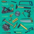 Collection of hand drawn Carpentry, woodworker