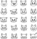 Collection of hand drawn cat faces with different expressions Royalty Free Stock Photo