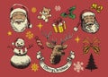 Collection of Hand Drawn Christmas Object and Character