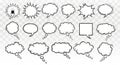 Collection of hand drawn comic speech bubbles and thought clouds various shapes white background Royalty Free Stock Photo