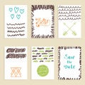 Collection of hand drawn creative journaling cards. Patterns for
