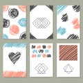Collection of hand drawn creative journaling cards. Royalty Free Stock Photo