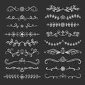Collection of hand drawn flourish text dividers with chalk effect. Royalty Free Stock Photo