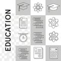 A collection of hand drawn icons representing academic learning symbols and knowledge acquisition tools Royalty Free Stock Photo