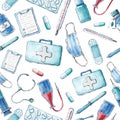 Pattern with medical equipment and instruments Royalty Free Stock Photo