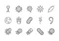 Collection of hand drawn microscopic organisms and viruses Royalty Free Stock Photo