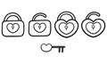 collection of hand drawn padlocks and heart keys