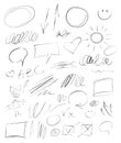 Collection hand-drawn pencil elements