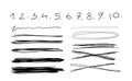Collection of hand drawn scribbles and numbers, underline with marker, pen, pencil. Abstract lines of handwritten text Royalty Free Stock Photo