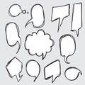 Collection of Hand drawn set of speech bubbles. Doodle element. Vector illustration. cartoon Royalty Free Stock Photo