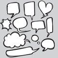 Collection of Hand drawn set of speech bubbles. Doodle element. Vector illustration. cartoon Royalty Free Stock Photo