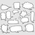 Collection of Hand drawn set speech bubbles with doodle style Vector illustration Royalty Free Stock Photo